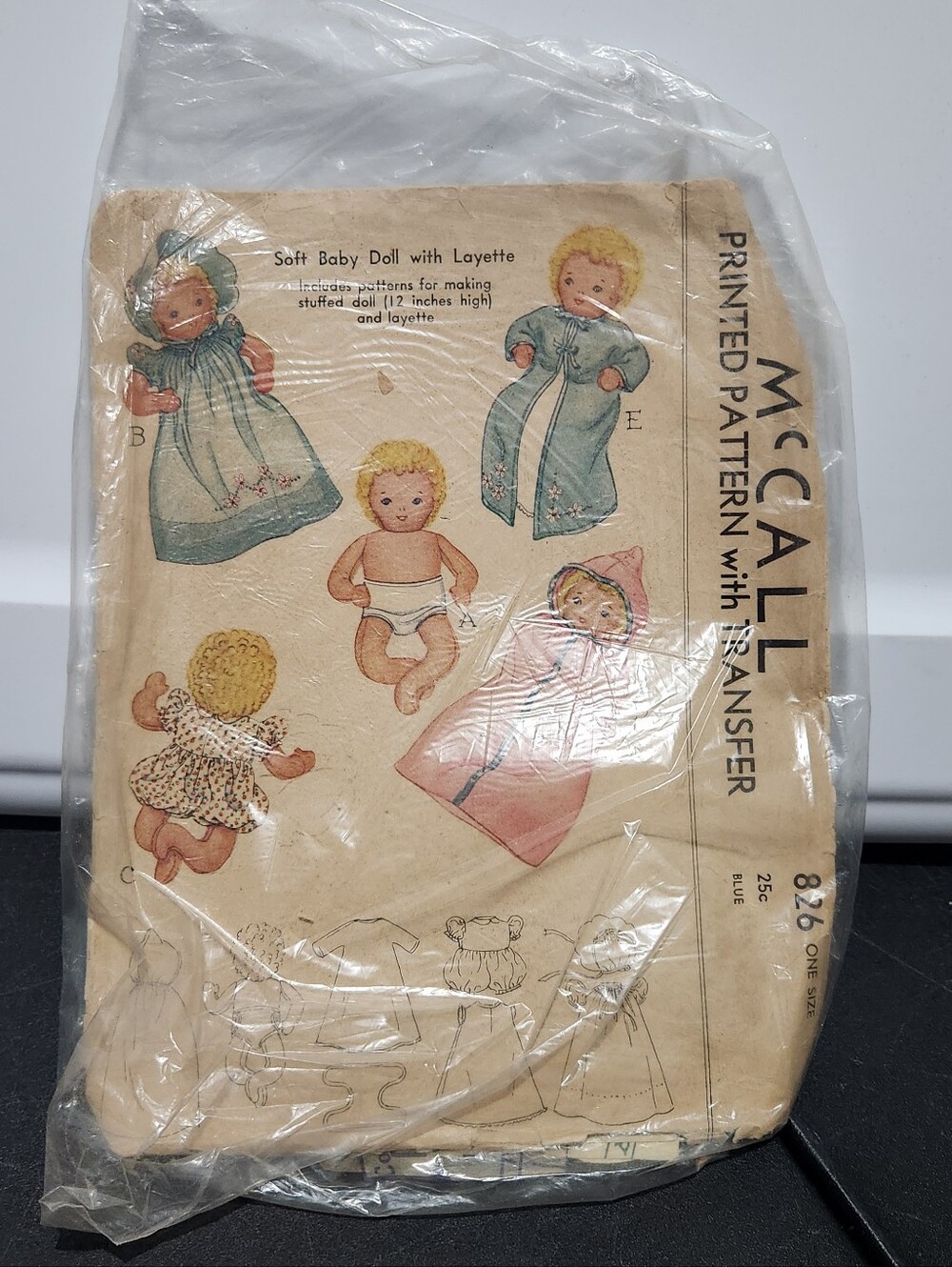 McCall 826 Vintage Doll Clothes Dress Sewing Patterns Vtg Paper 1960s